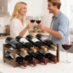 Wine Rack |Open & 2-Tier Bamboo Wine Holder| Freestanding Floor & Countertop Wine Display-Space-Saving Wooden Wine Storage Shelf for Kitchen, Cabinets,Bar & Dining Room(1, 2-Tiers) - Image 3