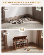 IUNVR Shoe Rack Bench Seat Rubberwood 3-Tier Wooden Storage Bench 550lbs Compact Mid-Century Modern Design for Entryway, Hallway, Closet, Front Door Entrance, Foyer - Image 7