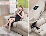 AMERLIFE Power Recliner Sectional Sofa with Storage/USB Port, Leather Recliner Sofa with Adjustable Headrest, Reclining Sectional Couches with Console and Cup Holder for Living Room (Beige Brown) - Image 6