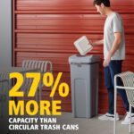 Rubbermaid Commercial Products Square Trash/Garbage Container with Untouchable Swing Top Lid, 23-Gallon, Gray, Perfect for Outdoor/Restaurant/School/Kitchen - Image 5