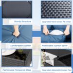 Patio Furniture Sets, 5 Piece Outdoor Sectional Sofas, Wicker Rattan Outdoor Furniture Patio Conversation Set, All-Weather PE Rattan Outdoor Couch for Backyard, Garden, Black & Aegean Blue - Image 3
