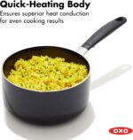 OXO 1.6QT Non-Stick Every Day Sauce Pan with Glass Lid, BPA-Free Comfort Grip Silicone Handle, Dishwasher & Oven Safe, PFAS-Free Ceramic Skillets, Sauce & Soup Chef Pot, Drip-Free, Black - Image 4