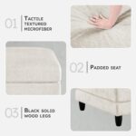 Lexicon Modern Ottoman, Foot Stools, Living Room Foot Rest, Module for Sectional Sofa, 40" Microfiber Upholstery Square Ottoman for Living Room/Bedroom, Assembled, Beige - Image 4