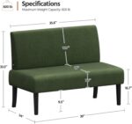Yaheetech Small Mini Sofa Couch Armless Loveseat Futon for Bedroom, Corduroy Fabric & Easy Assembly, for Small Spaces Living Room,Dorm,Office,Apartment, Green - Image 4