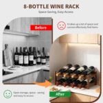 Wine Rack |Open & 2-Tier Bamboo Wine Holder| Freestanding Floor & Countertop Wine Display-Space-Saving Wooden Wine Storage Shelf for Kitchen, Cabinets,Bar & Dining Room(1, 2-Tiers) - Image 5