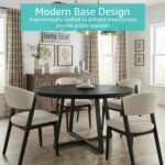 NUTIKAS 42 Inch Round Dining Table for 4, Modern Black Wood Grain Kitchen Table with Cross Metal Legs, Circular Industrial Dinner Table for Small Spaces, Breakfast Nook, Apartment, Office - Image 7