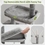 Gitelsnour Cat Tree for Indoor Cats, Cat Tower with Scratching Post for Small Cats and Kittens, Cat House with Removable Top Platform and Fluffy Balls, Hanging Cat Basket, Light Gray GCT006SW - Image 3