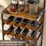 5-Tier Wine Rack Freestanding Floor, Liquor Bar Stand with Glasses Holder and 4 S Hooks, Corner Mini Bar Cabinet for Small Space, 8 Bottles Wine Bar Cabinet for Home, 11.81"D x 16.53"W x 53.55"H - Image 6