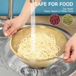 Gold Strainer for Kitchen, 3QT, Stainless Steel Colander with Handle for Fruits Vegetables Cooking Food, Dishwasher Safe - Image 5