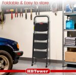 HBTower 4 Step Ladder, Step Stool Foldable with Wide Anti-Slip Pedal, Sturdy Steel Ladders for Home Adults Kitchen - Image 10