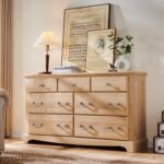 T4TREAM 7 Drawers Dresser Chests for Bedroom, Wood Vintage Chests of Drawers, Rustic Dressers Chset Organizer for Bedroom, Living Room, Hallway, Natural Oak - Image 7