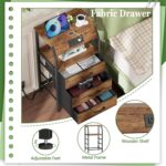 Furnulem Night Stand with Charging Station, USB Ports and Outlets, 28.3 Inch Tall Bedside Table with Wood Shelf, 3 Fabric Drawers Side Table for Bedroom, 3 Ways to Use, Rustic Brown - Image 8
