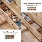 T4TREAM 7 Drawers Dresser Chests for Bedroom, Wood Vintage Chests of Drawers, Rustic Dressers Chset Organizer for Bedroom, Living Room, Hallway, Natural Oak - Image 4
