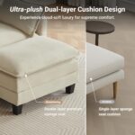 Amsleekey 111.5" U-Shaped Modular Sectional Sofa, Beige Corduroy | 3-Seater Cloud Couch, 2 Movable Ottoman, Flexible Combination, Deep Seat, 2 Sets of Legs of Different Heights for Living Room - Image 6