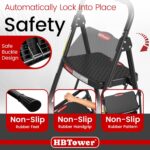 HBTower 4 Step Ladder, Step Stool Foldable with Wide Anti-Slip Pedal, Sturdy Steel Ladders for Home Adults Kitchen - Image 5
