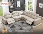 AMERLIFE Power Recliner Sectional Sofa with Storage/USB Port, Leather Recliner Sofa with Adjustable Headrest, Reclining Sectional Couches with Console and Cup Holder for Living Room (Beige Brown) - Image 3