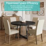 NUTIKAS 42 Inch Round Dining Table for 4, Modern Black Wood Grain Kitchen Table with Cross Metal Legs, Circular Industrial Dinner Table for Small Spaces, Breakfast Nook, Apartment, Office - Image 6