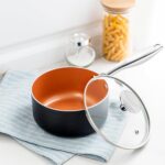 MICHELANGELO 4 Quart Saucepan with Lid - Ultra Nonstick Sauce Pan with Ceramic Coating, 4 Qt Non Stick Pot Induction Compatible, Copper - Image 7