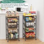 OKZEST Fruit Basket, 5-Tier Utility Kitchen Organizer and Storage Cart with Pull-Out Baskets and Wood Top, Rolling Pantry Kitchen Cart on Wheels for Fruit Potato Onion Vegetable Snack Produce - Image 10