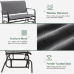 Shintenchi 2-Person Outdoor Glider Bench with Breathable Fabric, Steel Frame Patio Swing Chair, Ergonomic Design Metal Rocking Bench Loveseat for Patio, Backyard, Poolside, Gray - Image 6