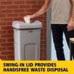 Rubbermaid Commercial Products Square Trash/Garbage Container with Untouchable Swing Top Lid, 23-Gallon, Gray, Perfect for Outdoor/Restaurant/School/Kitchen - Image 7