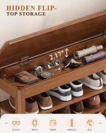IUNVR Shoe Rack Bench Seat Rubberwood 3-Tier Wooden Storage Bench 550lbs Compact Mid-Century Modern Design for Entryway, Hallway, Closet, Front Door Entrance, Foyer - Image 8