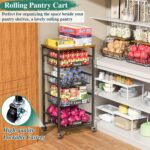OKZEST Fruit Basket, 5-Tier Utility Kitchen Organizer and Storage Cart with Pull-Out Baskets and Wood Top, Rolling Pantry Kitchen Cart on Wheels for Fruit Potato Onion Vegetable Snack Produce - Image 5