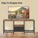 JARHETUN TV Stand with Fabric Drawer, Entertainment Center for 50 55 Inch TV, Industrial TV Console Table with Open Storage Shelves for Living Room, Bedroom, Rustic Brown - Image 7