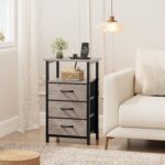 Vagusicc Nightstand Set of 2 with Charging Station, Bedside Table with USB Ports and Outlet, End Table Side Table with 3 Fabric Drawer and Storage Shelf, Bed Side Table Night Stand for Bedroom, Greige - Image 6