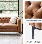 HULALA HOME Faux Leather Sectional Couch with Metal Legs, Mid-Century Modern Chesterfield Sofa with Button-Tufted Backrest, 5-Seater Corner Sectional Sofa for Living Room, Camel - Image 6