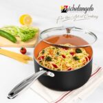 MICHELANGELO 4 Quart Saucepan with Lid - Ultra Nonstick Sauce Pan with Ceramic Coating, 4 Qt Non Stick Pot Induction Compatible, Copper - Image 6