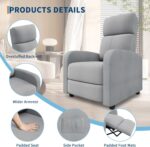 Garvee Recliner Chair for Adults, Lazy Reclining Chair Ergonomic Adjustable Single Sofa Enhanced with Side Pocket, Tall Back, Wide Arms & Padded Seat, Home Theater Seating for Living Room - Image 5