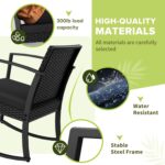 Homall Patio Furniture Set 3 Piece Resin Outdoor Bistro Set Rocking Patio Chairs with Cushions and Table for Porch, Poolside, Balcony and Yard (Black) - Image 3