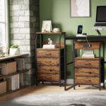 Furnulem Night Stand with Charging Station, USB Ports and Outlets, 28.3 Inch Tall Bedside Table with Wood Shelf, 3 Fabric Drawers Side Table for Bedroom, 3 Ways to Use, Rustic Brown - Image 6