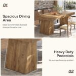 Tribesigns 55-Inch Dining Table for 4-6 People, Rectangular Farmhouse Kitchen Dinner Table with Double Pedestal, Wood Dining Room Furniture for Home, Dining Room, Small Space - Image 8