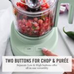 Martha Stewart 3 Cup Electric Food Chopper, Vegetable & Herb Mini Food Processor, 24oz BPA-Free Bowl, Stainless Steel Blades, Pour Spout, Dicing, Mincing, Chop & Puree, Dishwasher Safe, Honeydew - Image 4
