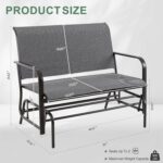 Shintenchi 2-Person Outdoor Glider Bench with Breathable Fabric, Steel Frame Patio Swing Chair, Ergonomic Design Metal Rocking Bench Loveseat for Patio, Backyard, Poolside, Gray - Image 3