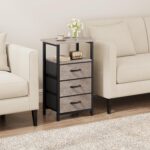 Vagusicc Nightstand Set of 2 with Charging Station, Bedside Table with USB Ports and Outlet, End Table Side Table with 3 Fabric Drawer and Storage Shelf, Bed Side Table Night Stand for Bedroom, Greige - Image 8
