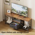 JARHETUN TV Stand with Fabric Drawer, Entertainment Center for 50 55 Inch TV, Industrial TV Console Table with Open Storage Shelves for Living Room, Bedroom, Rustic Brown - Image 5