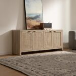 SICOTAS TV Stand for Living Room Boho Entertainment Center for Bedroom with 4 Rattan Cabinets Farmhouse Television Stands with Storage Large Media Console Table for TVs up to 65 Inch - Image 6