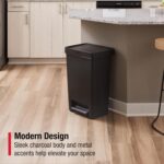 Rubbermaid Premier Series II Step-On Trash Can for Home and Kitchen, with Lid Lock and Slow Close, 12.4 Gallon, Charcoal, for Home/Kitchen/Garage/Apartment/Office - Image 3