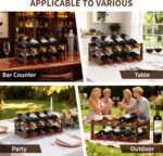 Wine Rack |Open & 2-Tier Bamboo Wine Holder| Freestanding Floor & Countertop Wine Display-Space-Saving Wooden Wine Storage Shelf for Kitchen, Cabinets,Bar & Dining Room(1, 2-Tiers) - Image 8