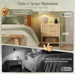Huuger 27.6 Inch Tall Night Stands with Charger Station, USB-C Port, Fluted Nightstand Set of 2, Larger Wider Bed Side Table with 2 Deep Drawers, Open Shelf, Bedroom Living Room End Table, Natural - Image 7