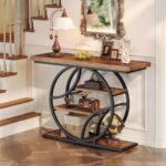 Huuger Modern Console Table, 41.3 Inch Sofa Table with Artistic Curved Metal Frame, Narrow Entryway Table for Hallway, Living Room, Behind Couch, Rustic Brown - Image 5