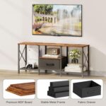 JARHETUN TV Stand with Fabric Drawer, Entertainment Center for 50 55 Inch TV, Industrial TV Console Table with Open Storage Shelves for Living Room, Bedroom, Rustic Brown - Image 6