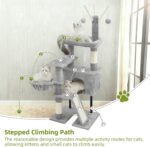 Gitelsnour Cat Tree for Indoor Cats, Cat Tower with Scratching Post for Small Cats and Kittens, Cat House with Removable Top Platform and Fluffy Balls, Hanging Cat Basket, Light Gray GCT006SW - Image 7