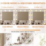 YESHOMY Vanity Desk with Mirror, Power Outlet and 10 Lights, Makeup Table with 7 Drawers, 3 Color Modes Available for Bedroom, Pure White - Image 5