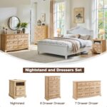 T4TREAM 7 Drawers Dresser Chests for Bedroom, Wood Vintage Chests of Drawers, Rustic Dressers Chset Organizer for Bedroom, Living Room, Hallway, Natural Oak - Image 5