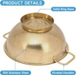 Gold Strainer for Kitchen, 3QT, Stainless Steel Colander with Handle for Fruits Vegetables Cooking Food, Dishwasher Safe - Image 6