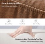 HULALA HOME Faux Leather Sectional Couch with Metal Legs, Mid-Century Modern Chesterfield Sofa with Button-Tufted Backrest, 5-Seater Corner Sectional Sofa for Living Room, Camel - Image 5